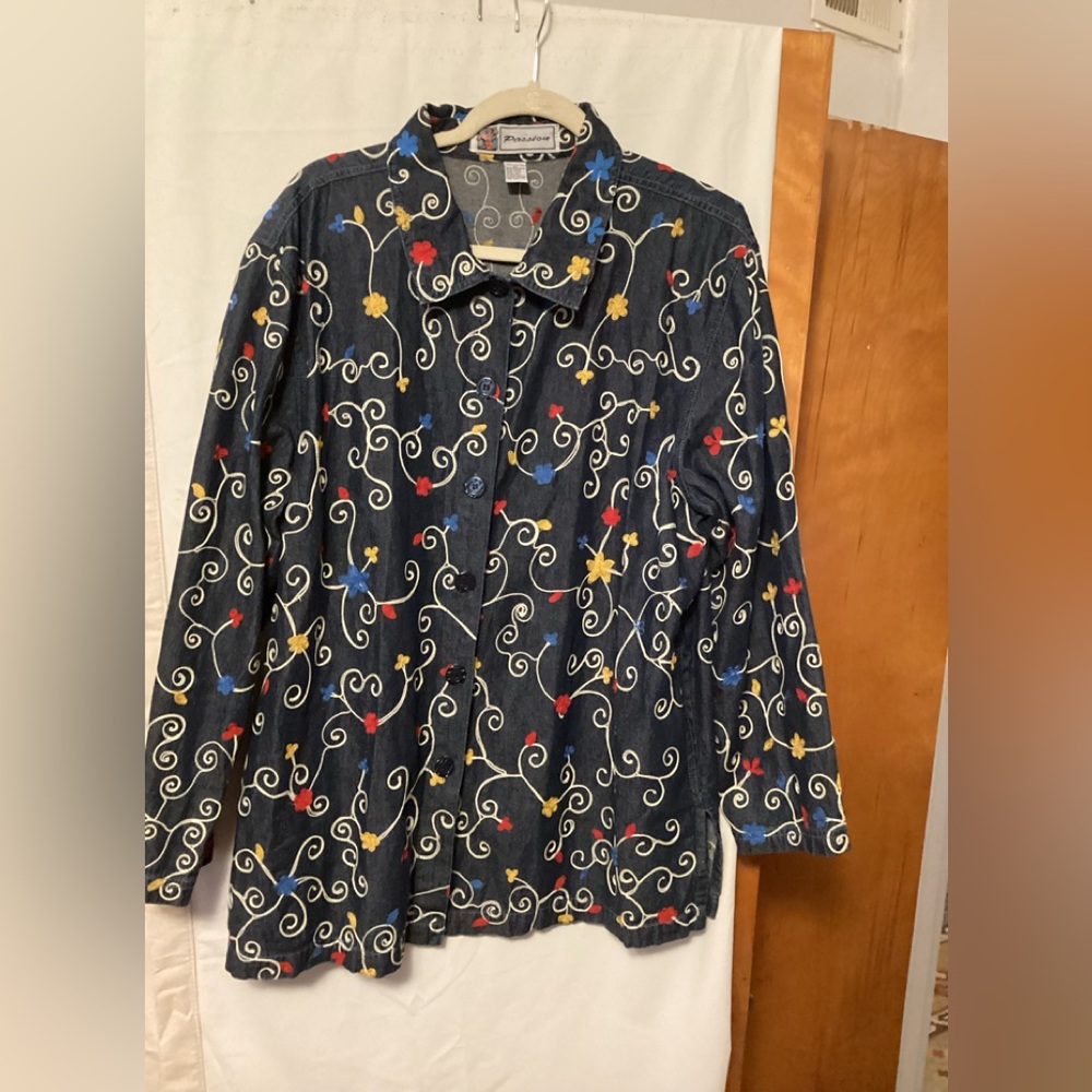 Vintage PASSION Denim blouse Sz XL